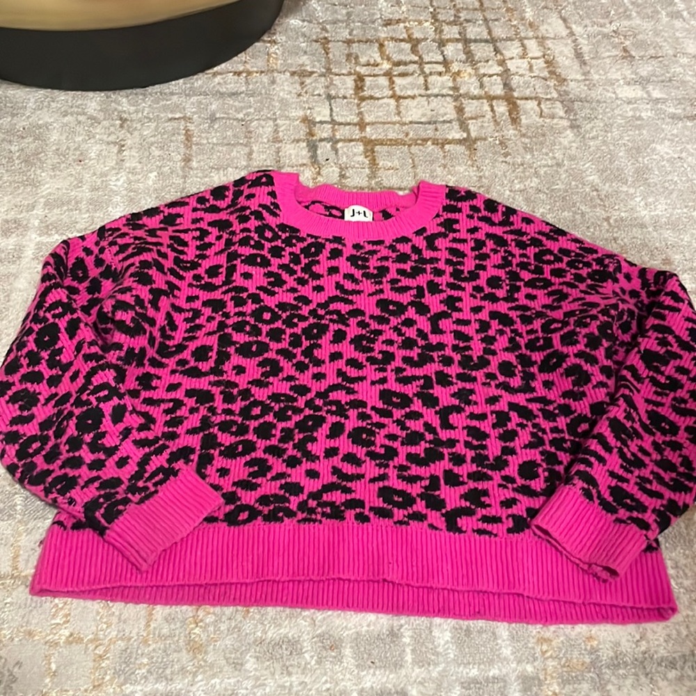 Hot pink leopard print sweater
